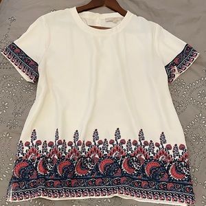 ✨LOFT: Top(white with blue/pink trim) : Large